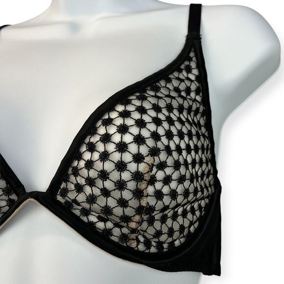 Victoria Secret Luxe Starburst Sheer Bra 34D/D75 Unlined Wired Demi Side Closure - Picture 11 of 15